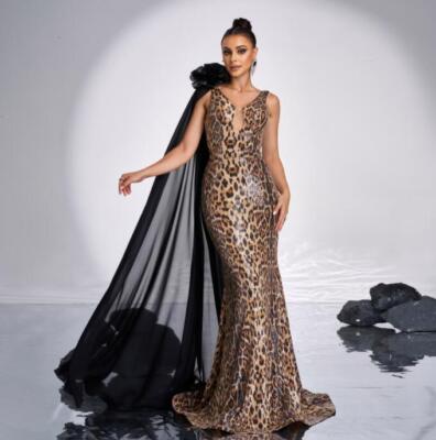 Womens Sexy Sequin Leopard Deep V Mermaid Evening Dress Cocktail Prom Party NWON | eBay Womens Sexy Sequin Leopard Deep V Mermaid Evening Dress Cocktail Prom Party NWON | eBay