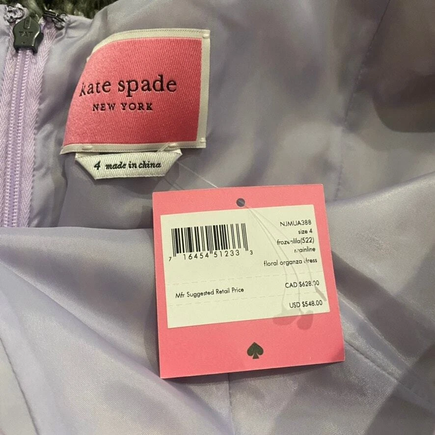 Abito Kate Spade in organza floreale giallo lilla taglia US4