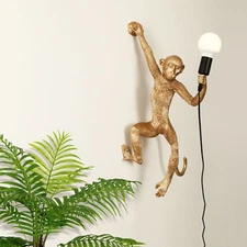 Monkey Shape Wall Light Vintage Golden Table Lamp Resin Sconce Lamp Fixture USA