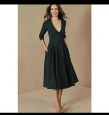 BHLDN Valdis Midi Dress Holly Green Womens size 8 Holiday Event Fit Flare Chic