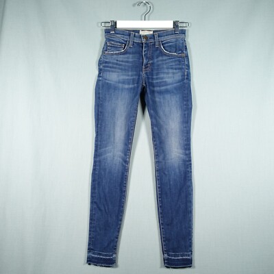 Current / Elliott High Waist Stiletto Jeans Damen 23 Blau Union mit Released Saum