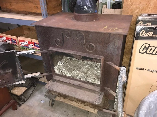 Vintage Schrader wood burning stove, 32u0026#034;x32u0026#034;x24u0026#034;. 6u0026#034;  flue | eBay