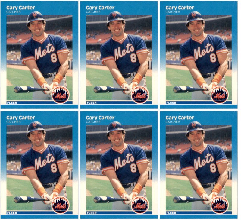 (6) 1987 Fleer #4 Gary Carter New York Mets Card Lot