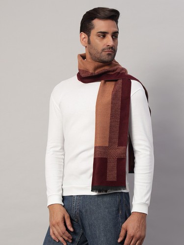 Mens Winter Warm Hand Made 100% CASHMERE Scarf Scarves Stripe Woven Wool Scarves - Picture 3 of 8