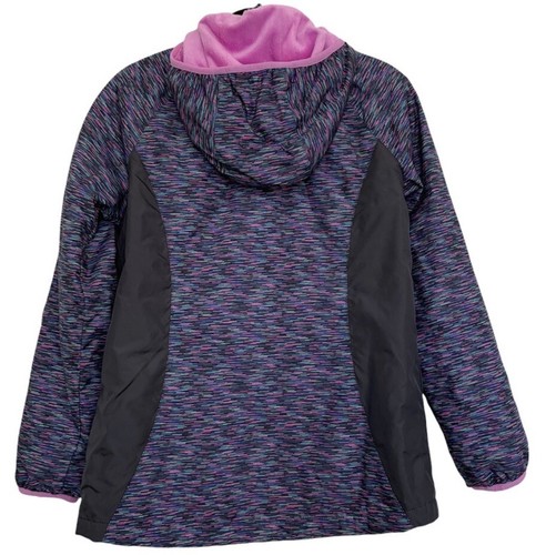 GIRLS XL Free Country Full Zip Hooded Softshell Jacket Grey Purple Extra Large - Picture 2 of 3