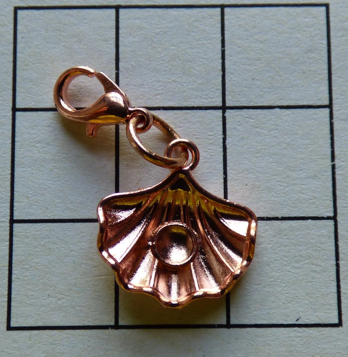Vintage Tibetan Rose Gold Finish Oyster Shell Zip Bag Bracelet Clip on Charm