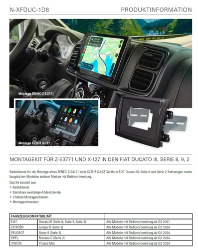 Zenec N-XFDUC-1D8 Marco de Radio 1-DIN para Montaje Zenec Z-E3771, Xzent X-127 - Imagen 2 de 2