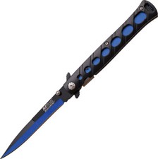 Mtech Black Blue Stiletto Assisted Straight Folding Pocket Knife