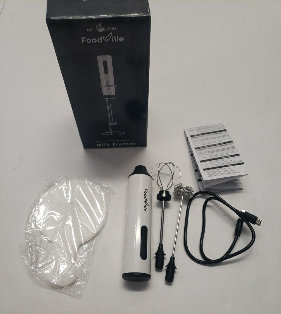 Milk Frother Electric Handheld Double Whisk Foam Coffee Rechargeable Foodville-image