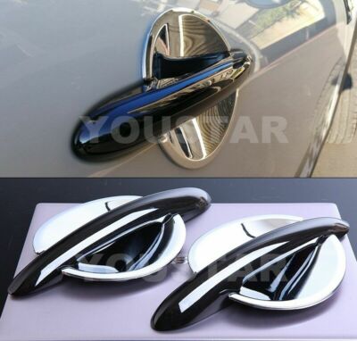 DELUXE COMBO Set GLOSS BLACK Door Handles & CHROME Cups MINI Cooper S F56 F57
