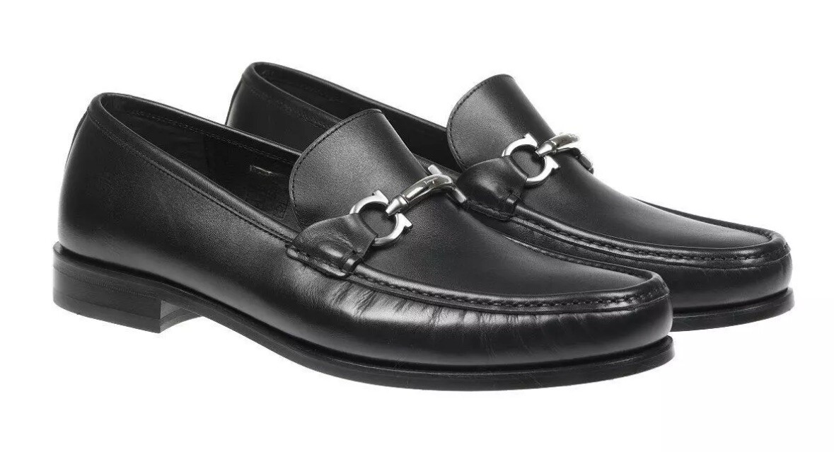 New Salvatore Ferragamo ROLO Black Leather Men Loafers Shoes  display picture 1