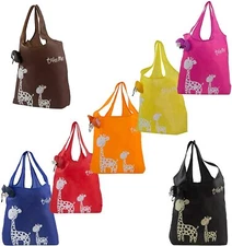 Giraffe Design Folded Reusable Shopping Gift bags, Portable Grocery tote bags