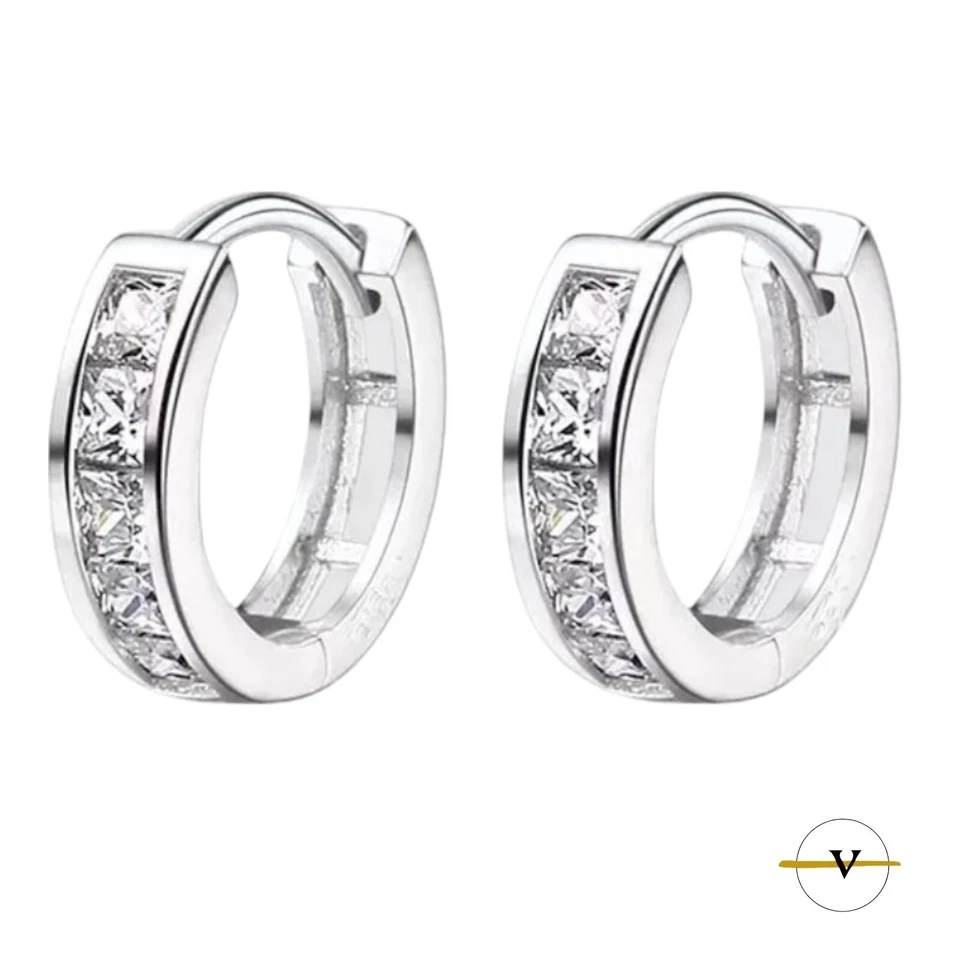 ORECCHINI DONNA A CERCHIO CON ZIRCONI BIANCHI IN ARGENTO 925 - Immagine 2 di 4