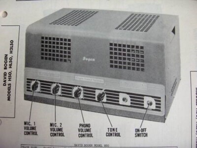 DAVID BOGEN H50, HL50 & H2L50 AMPLIFIER PHOTOFACT