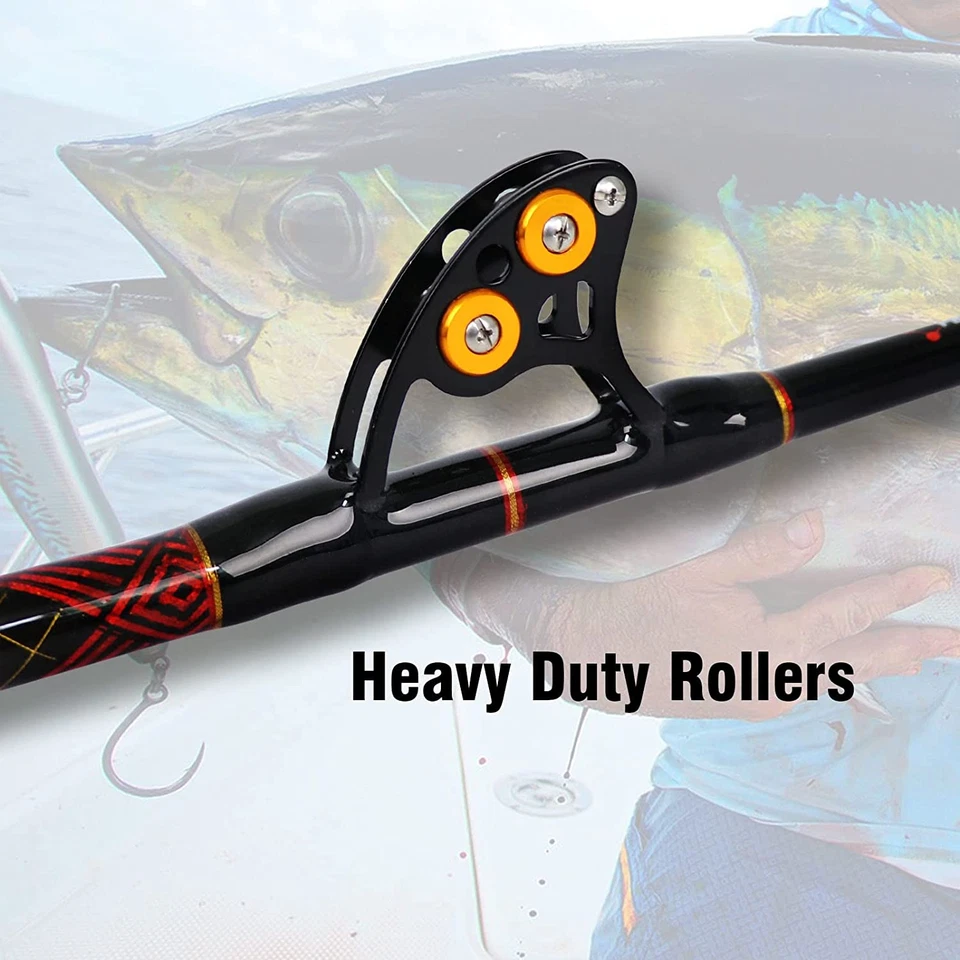 Caña de arrastre a tope doblada 2 piezas bote extra pesado de agua salada caña de pescar en alta mar Foto 3 de 4