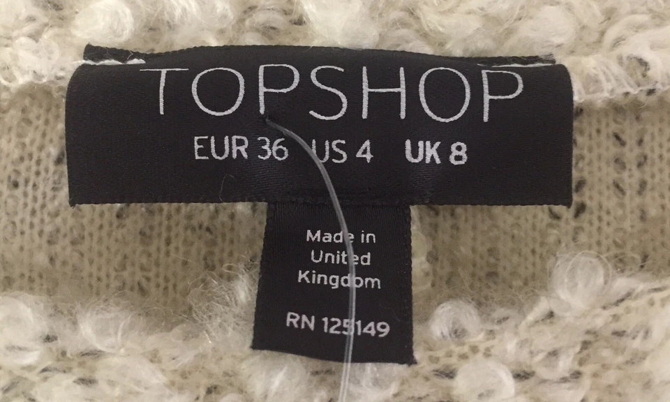 NWT Topshop Beige Ivory Sherpa Fuzzy Knit Sweater Top Size US 4 NEW - Image 2 of 4