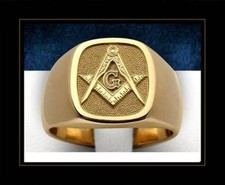 Hot Sale Mason Masonic No Stone Gold Plated Brass Men Custom Ring Size 9-14