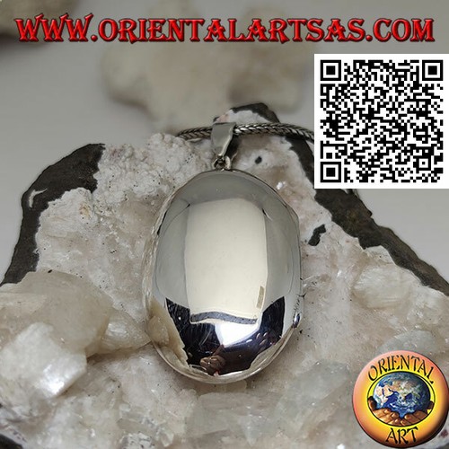 Pendentif Porte-Photo Ovale En Argent 925 - Oriental Art, 7.8g, Design Lisse Et Plat