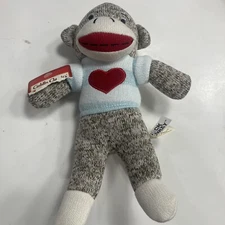 Dan Dee Collector's Choice Plush Toy Sock Monkey In Heart Strip Sweater 9 Inch