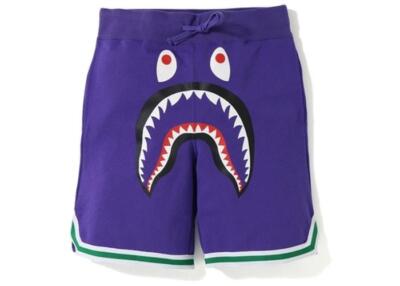 A BATHING APE SHARK BASKETBALL SWEAT SHORTS bape 19ss purple brand new