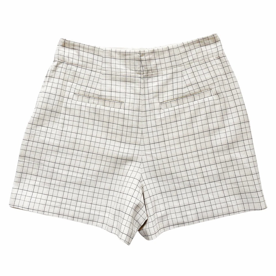 NWT Joie Womens Ivory Plaid Casual Flat Front Pocket Dressy Chino Shorts Size 2 - Image 3 of 4