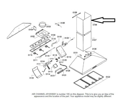 Thermador Bosch Chimney Wall Hood 00246748, 246748, Genuine, NEW