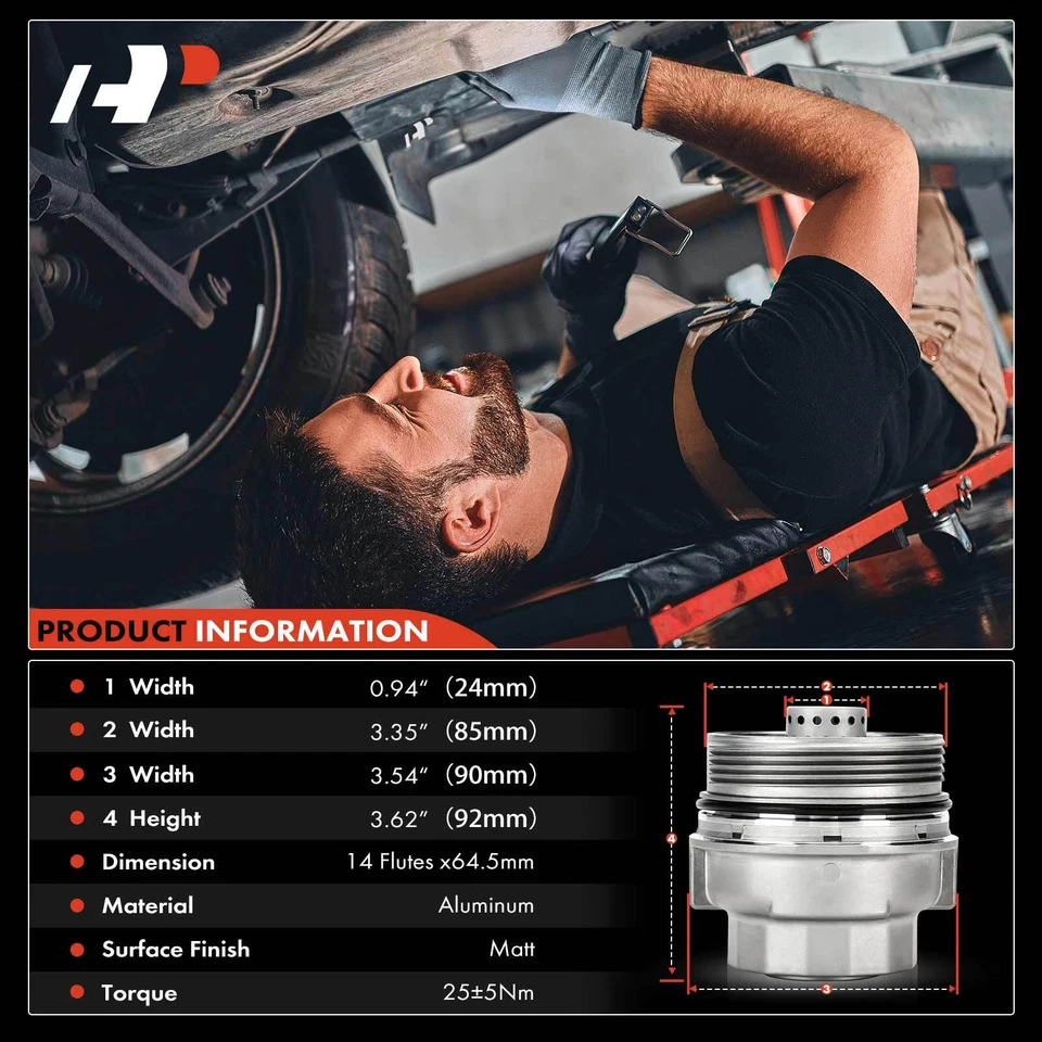 Kit de montaje de tapa de filtro de aceite de motor A-Premium para Toyota Land Cruiser RAV4 Tundra Foto 2 de 4