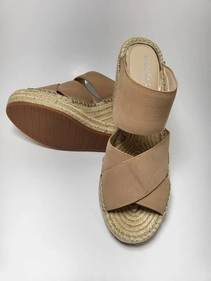 Kenneth Cole 女式 Olivia X Band Espadrilles 厚底高跟鞋 Sand 9 M 全新 — 第 2/4 张图片
