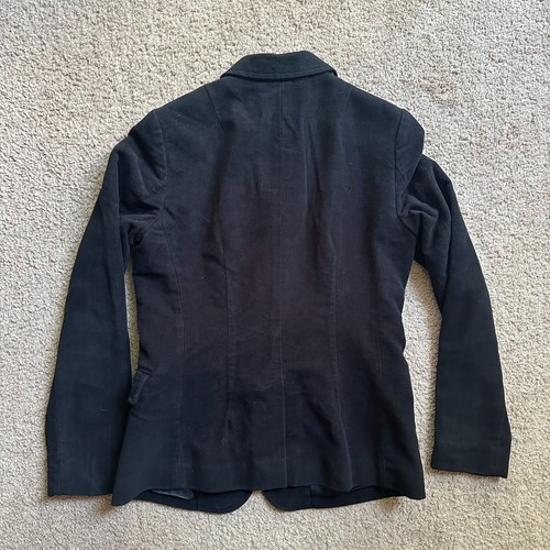 Banana Republic Blazer Womens 2 3 Button Close Elbow pads Black Cotton Pockets - Picture 2 of 12