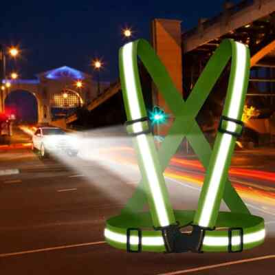 2 Pièces Gilet réfléchissant Harnais Fluo de Sécurité Brassard Réglable de Haute Visibilité pour Vélo Course Marche Jogging Moto - Sport
