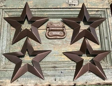 Decorative 8 Inch Metal Stars Set Of 4 Rustic Primitive