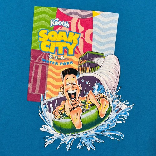 Vintage Knotts Soak City Shirt Kids Extra Large Blue Short Sleeve Made In USA - Picture 5 of 11