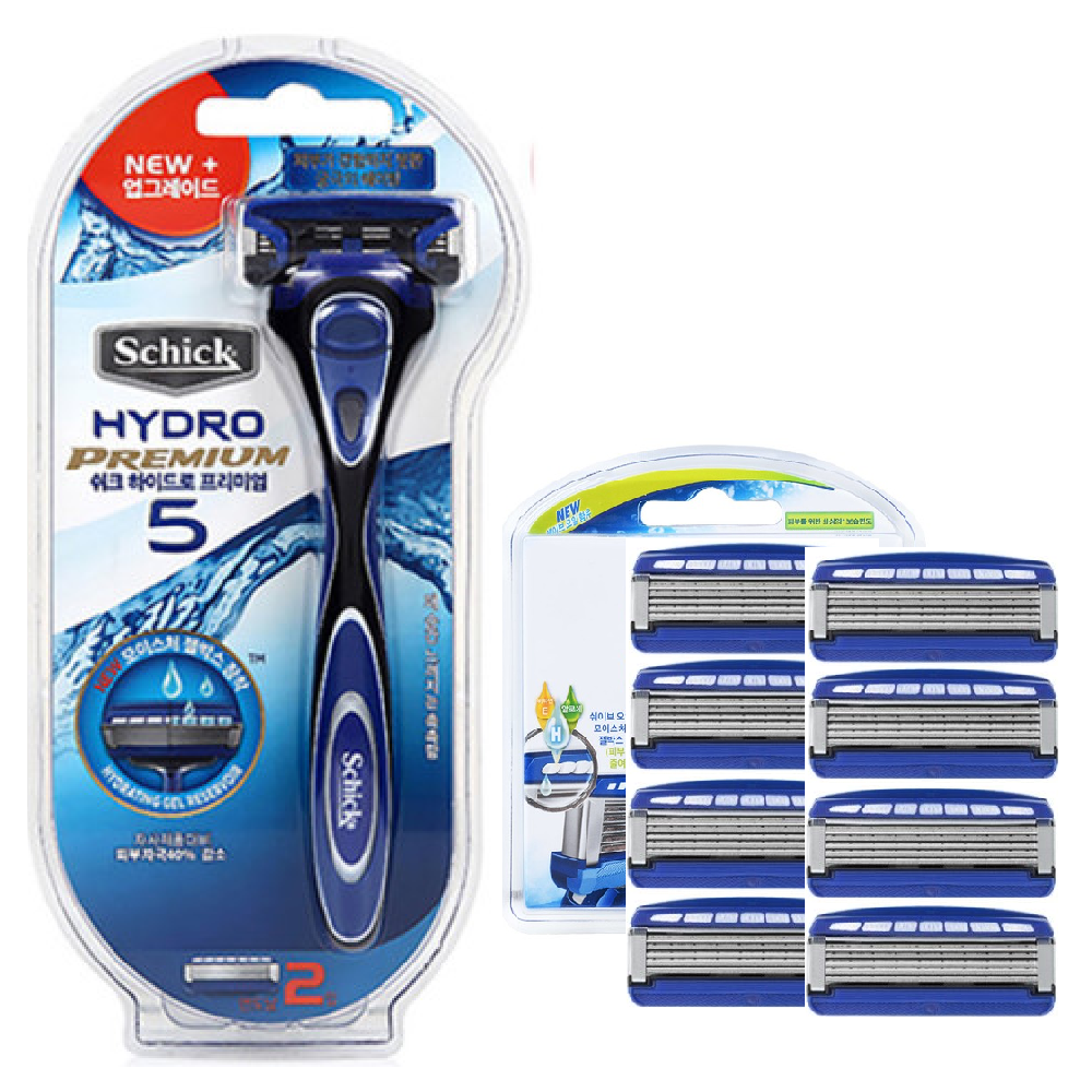Schick Hydro 5 Premium (NEW IMPROVED) Shaver + 8 refill Cartridges