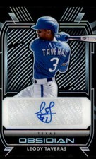 2021 Panini Chronicles Obsidian Autographs #O-LT Leody Taveras Texas Rangers