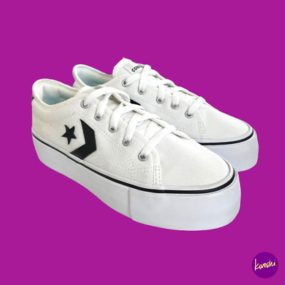 Converse Teen Star Replay Plateau Sneaker 565365C, Canvas, weiß, UK 5 | EU 38
