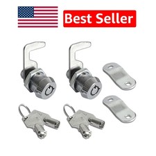 2 Pack 5/8" Tubular Cam Locks - Keyed Alike Waterproof - 4 Keys Included