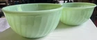 vintage Fire-King Jadeite swirl mixing bowls Set 8” 9” 1950s USA Anchor Hocking