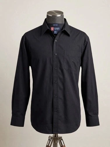 Chaps Men's Long Sleeve Button Down Shirt Black Easy Care Size XLT Tall - product listing photo