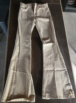 Bershka Wide Leg, beige Jeans Pants Women's Size 02, Pre-owned