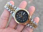Vintage Seiko 5 Automatic Day-Date Two-tone SS Men's Japanese Wristwatch 35mm