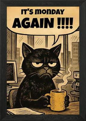 Grumpy Cat Monday Again gerahmtes Wandbild Poster Leinwanddruck Bild