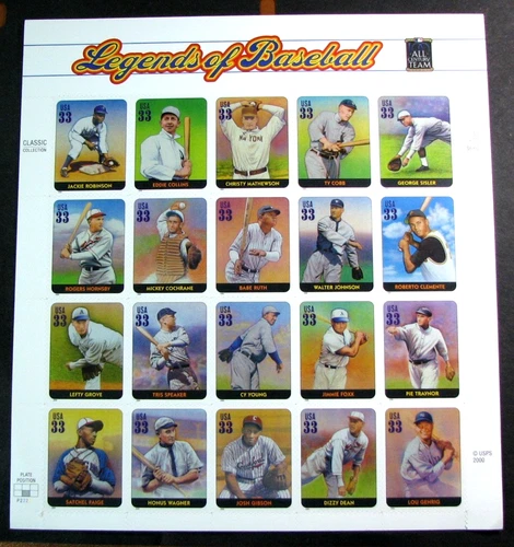 US Stamp Sheet Scott# 3408 Legends of Baseball 2000 MNH H394