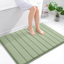 OLANLY Memory Foam Bath Mat 40x32, Super Soft Absorbent 40" X 32", Sage Green
