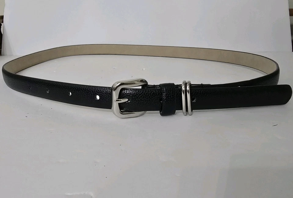 Steve Madden Belt Women's  Black Vegan Leather Silver Buckle 33” - 38" NEW - Image 3 of 3