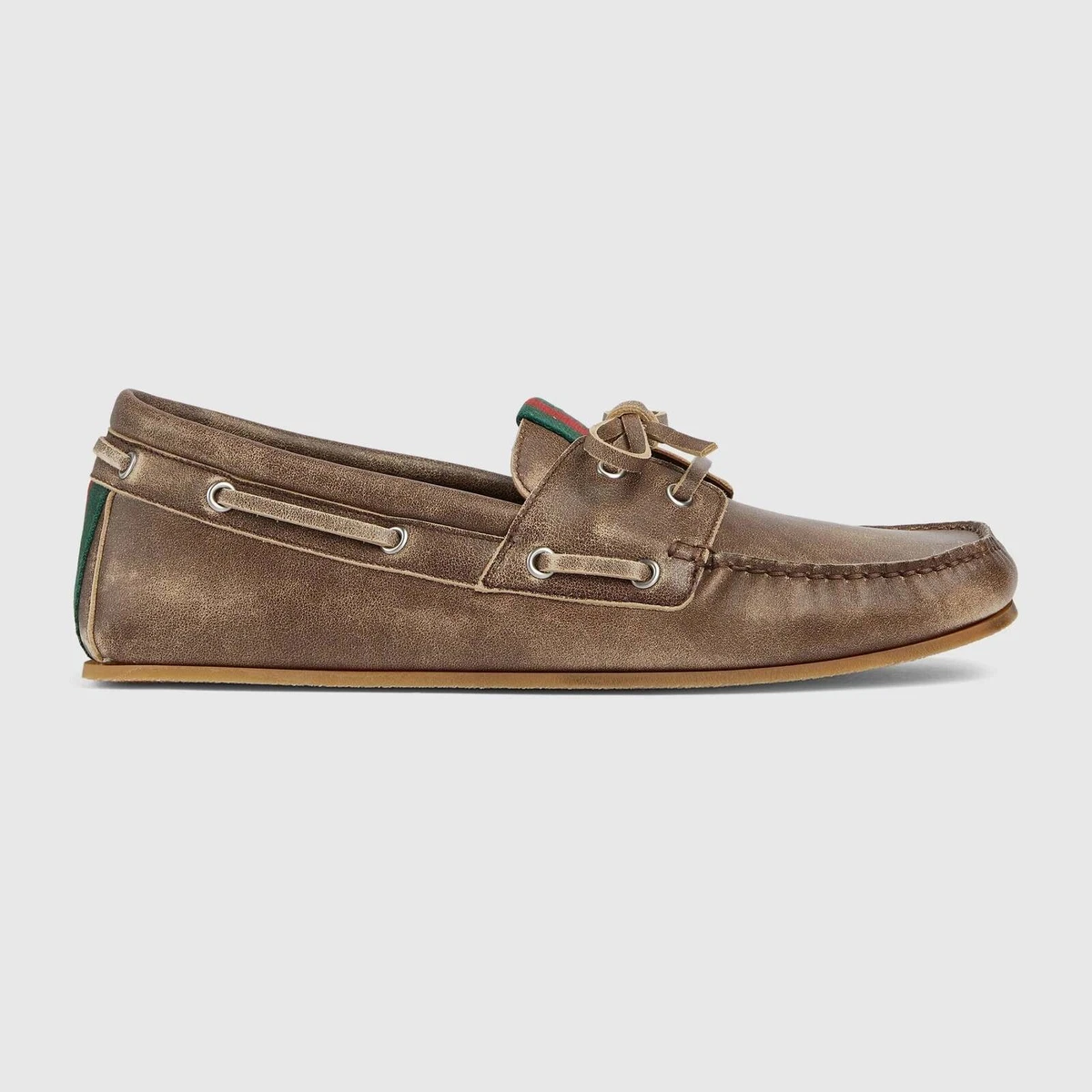 GUCCI グッチ ホースビット デッキシューズ シェリーライン ホワイト 40 25+ Gucci Boat Shoe Casual Shoes for Men with Upper Leather for