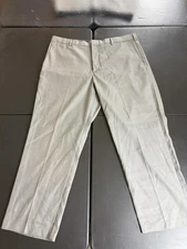 Dockers Premium Pants Mens 40x30 Gray Flat Front Relaxed Fit Dress Slacks Work