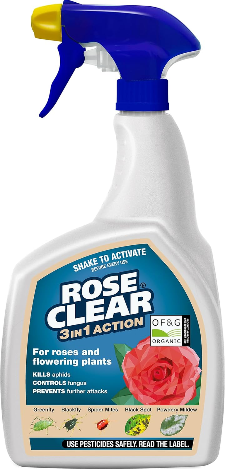 ROSECLEAR 3 in 1 Ready to Use Plant Protection for Aphids, 800 Ml, White