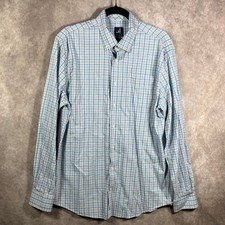 Johnnie-O Prep-formance Novak Shirt Mens Large Blue Plaid Button Down Casual
