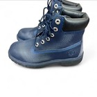 Timberland Kids Blue Leather Lace-Up Ankle Boots Rubber Sole Round Toe Sz 8 — photo 3