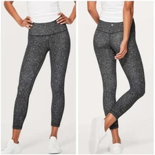 Lululemon Align Pant II 25" Luminesce Splatter Ice Grey Black Size 4 EUC